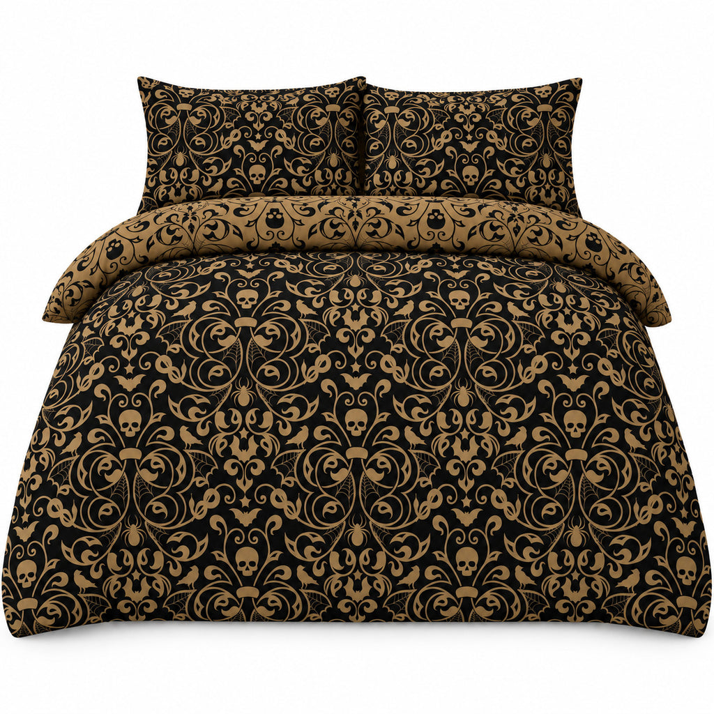 Damask Halloween Duvet Cover Reversible Bedding Set Quilt Cover + Pillowcases