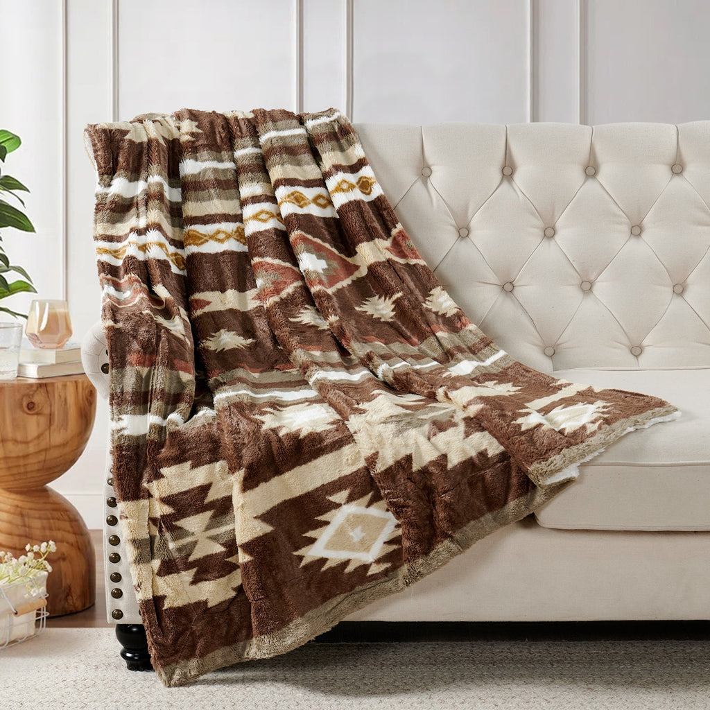 Southwest Sherpa Fleece Throw Blanket – Ultra Soft Reversible & Cozy Plush Gifts