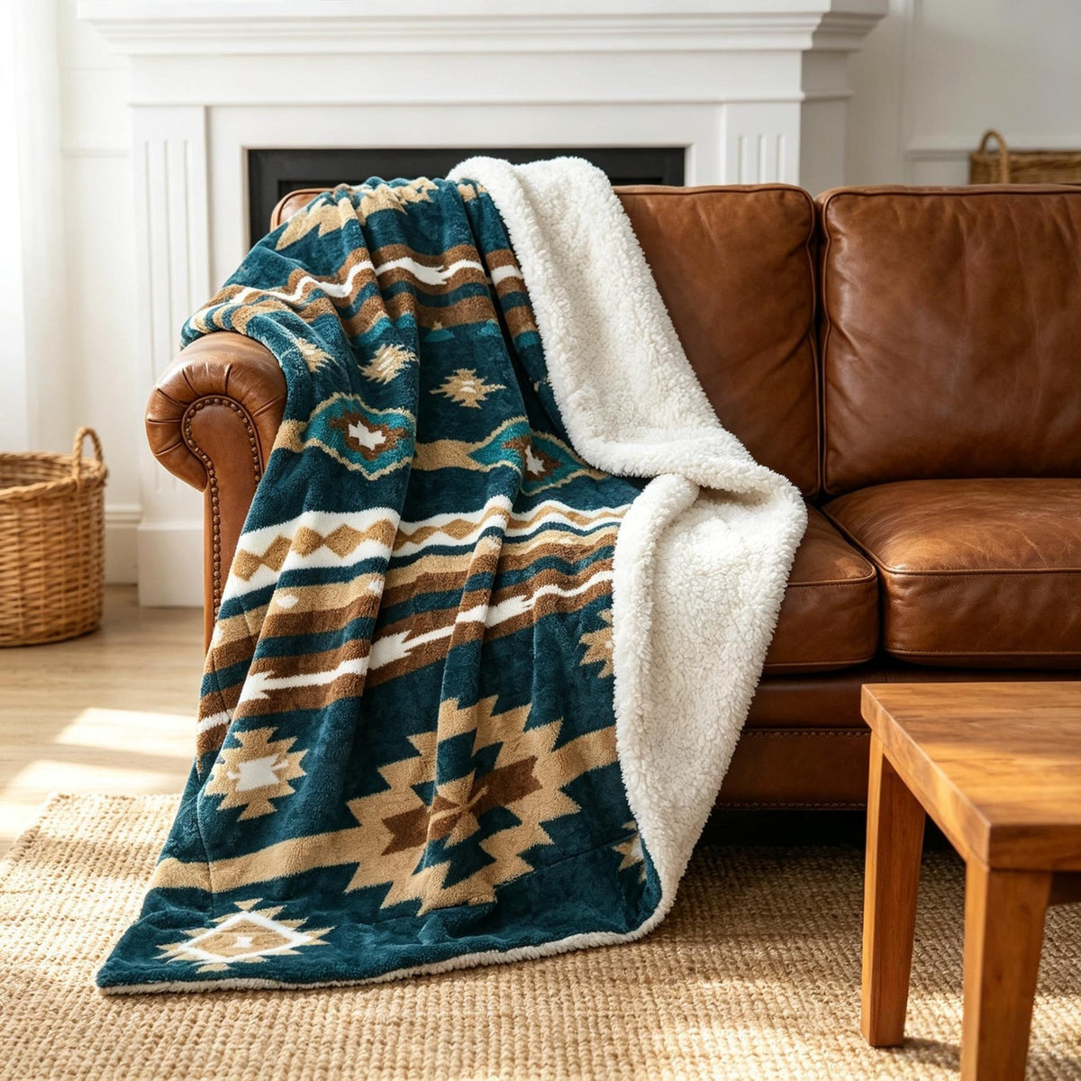 Southwest Sherpa Fleece Throw Blanket – Ultra Soft Reversible & Cozy Plush Gifts
