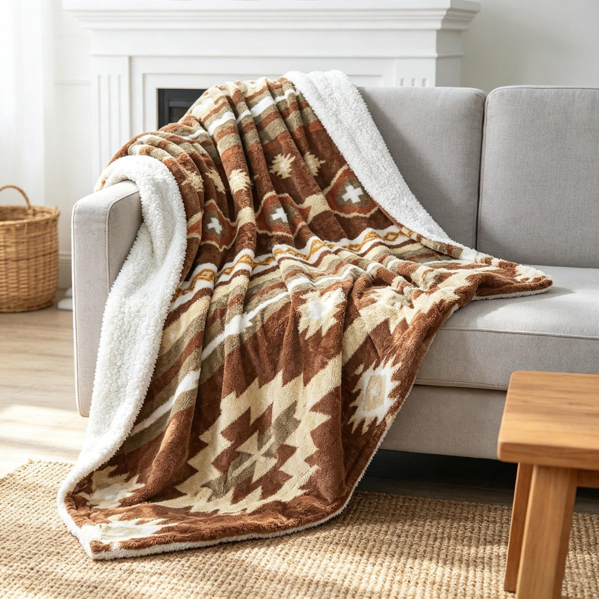 Southwest Sherpa Fleece Throw Blanket – Ultra Soft Reversible & Cozy Plush Gifts