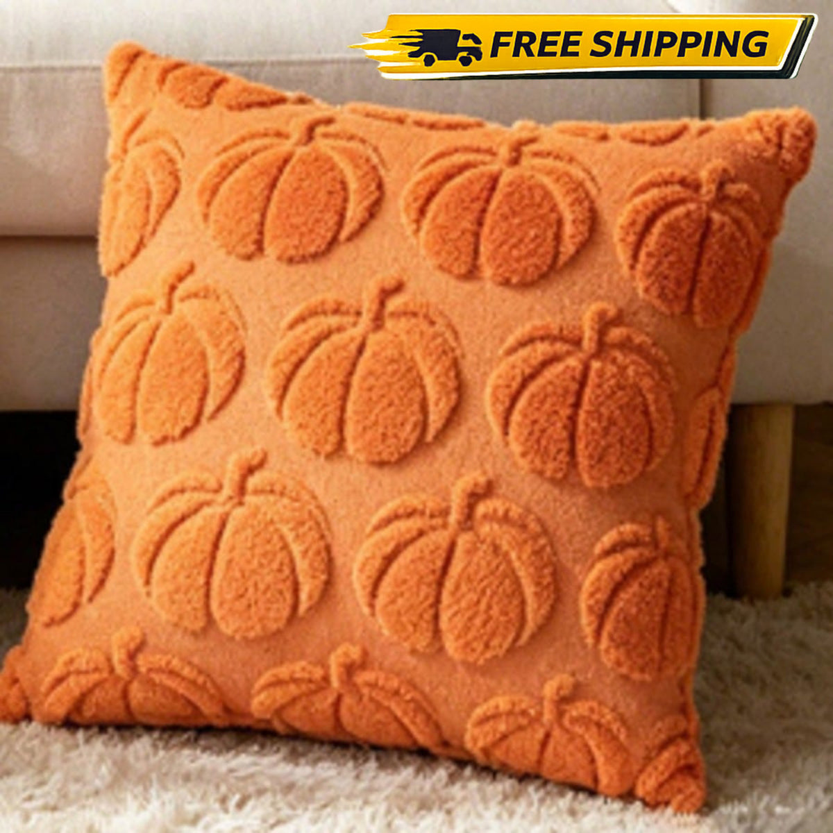 Halloween Pumpkin Cushion Cover  45x45cm Soft Embroidered Sofa Bed Pillow Case