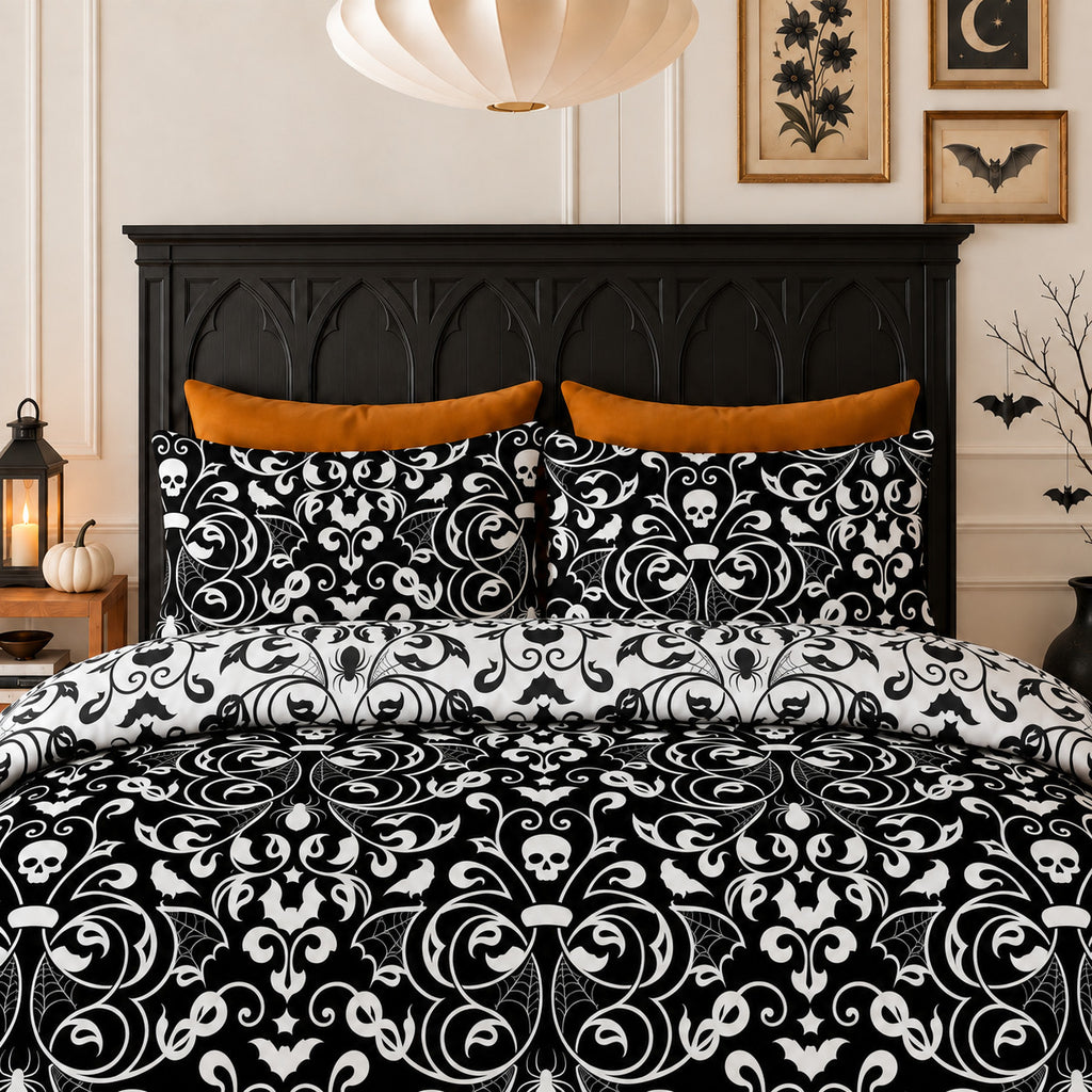 Damask Halloween Duvet Cover Reversible Bedding Set Quilt Cover + Pillowcases