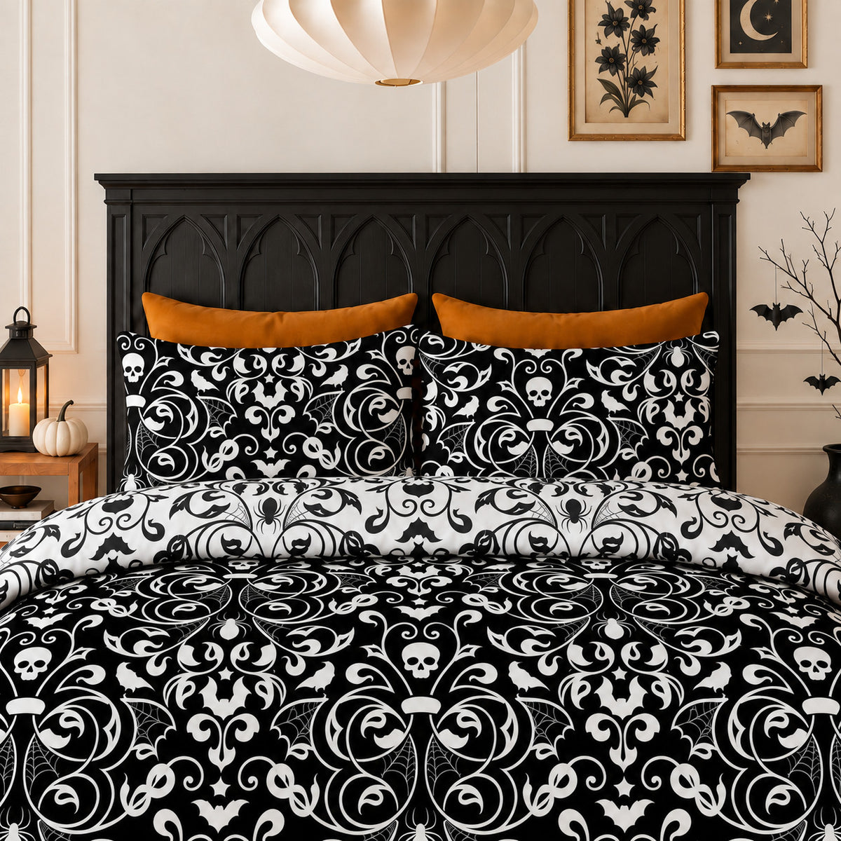 Damask Halloween Duvet Cover Reversible Bedding Set Quilt Cover + Pillowcases