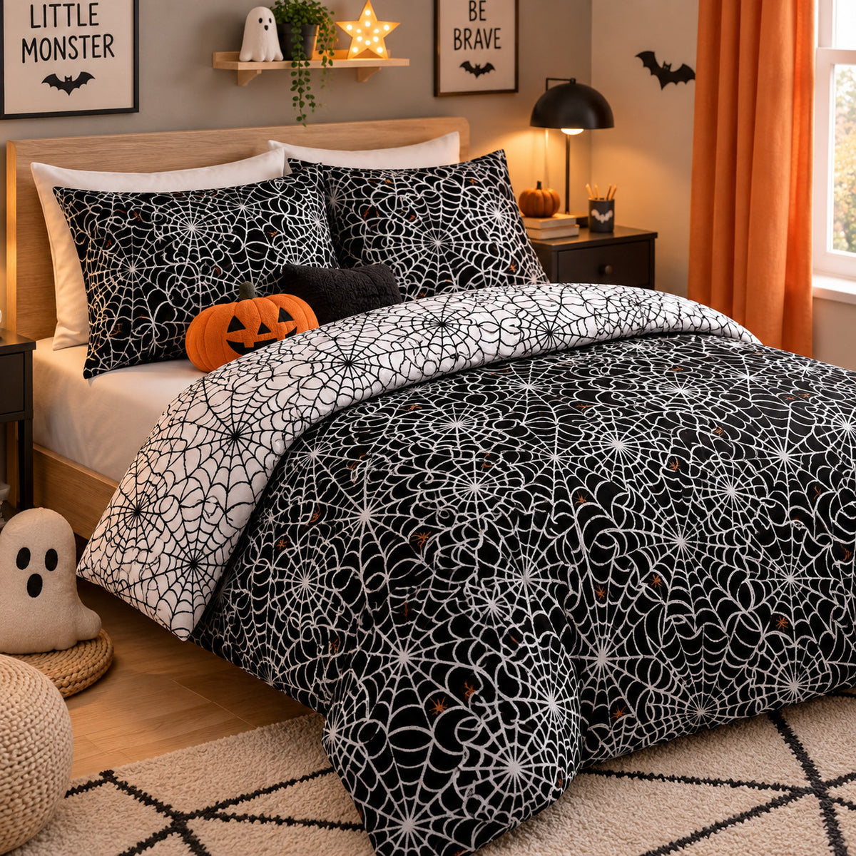 Damask Halloween Duvet Cover Reversible Bedding Set Quilt Cover + Pillowcases