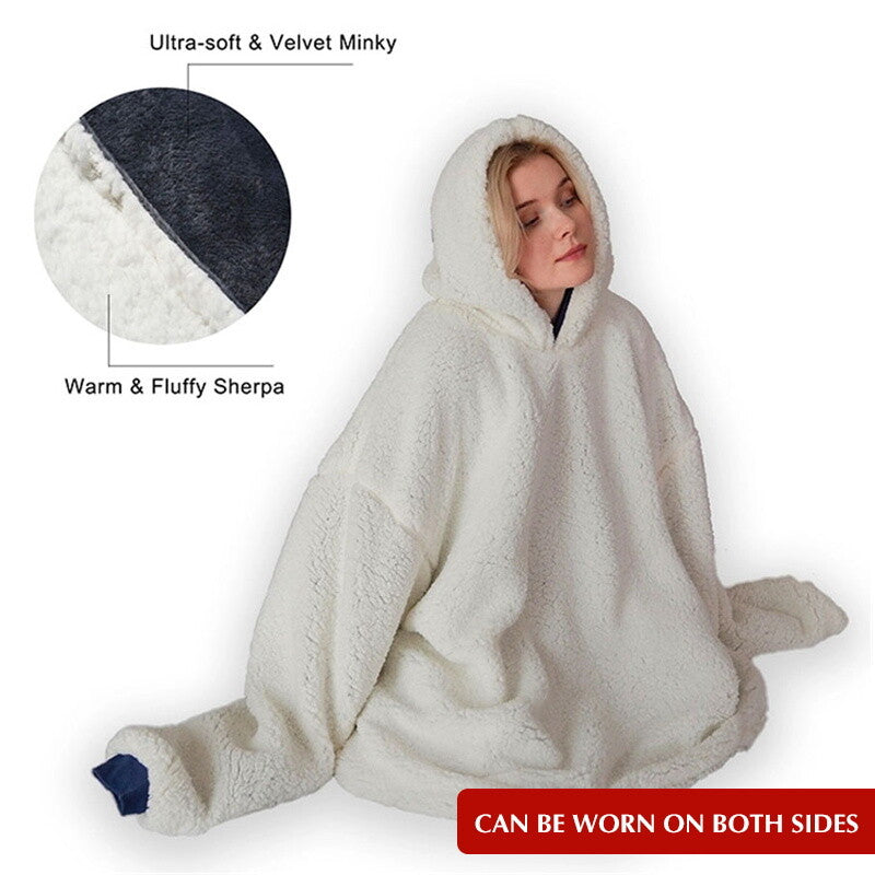 Adult Super Soft Fleece Hooded Snuggle Blanket Hoodie Warm Hoodie Nightwear Gift