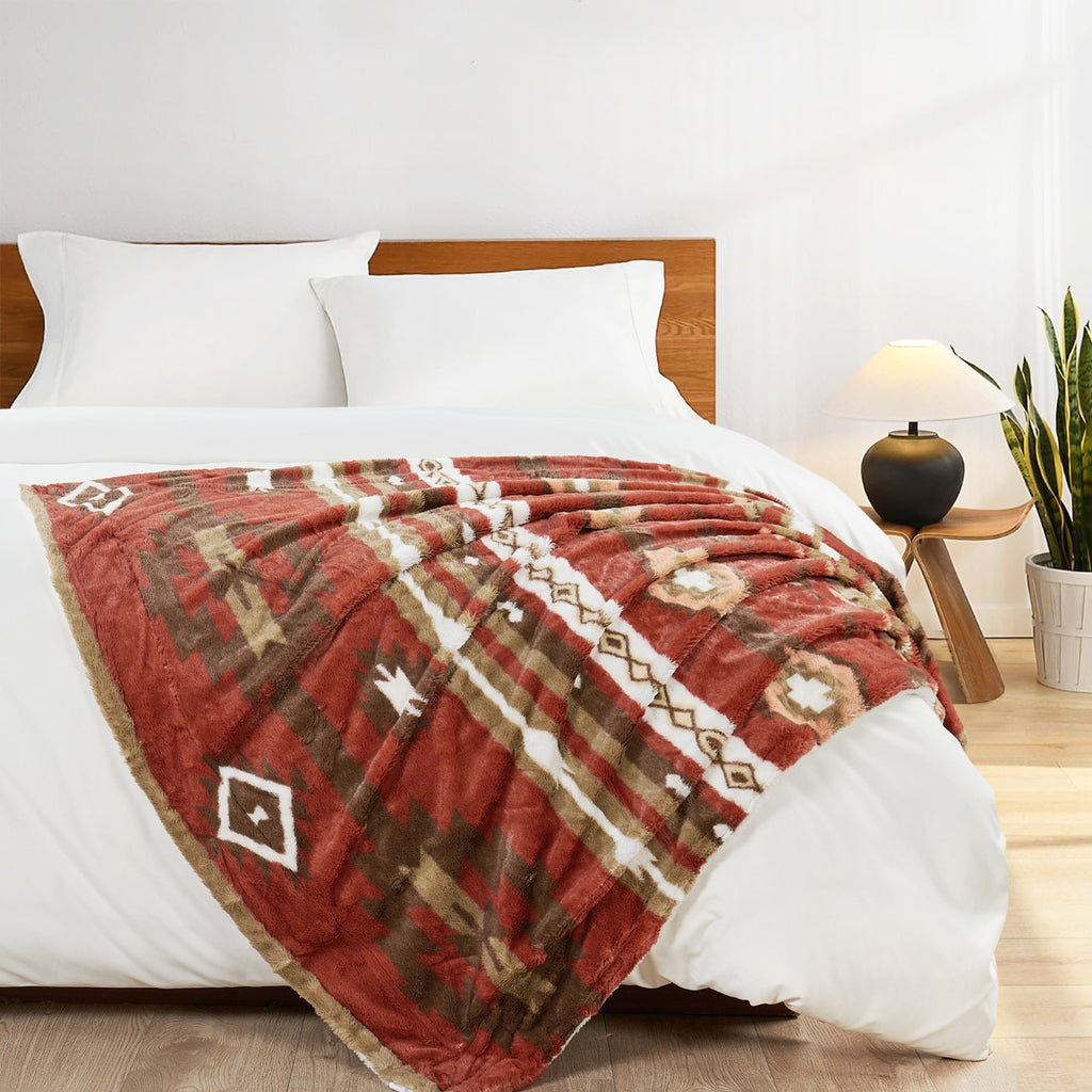 Southwest Sherpa Fleece Throw Blanket – Ultra Soft Reversible & Cozy Plush Gifts